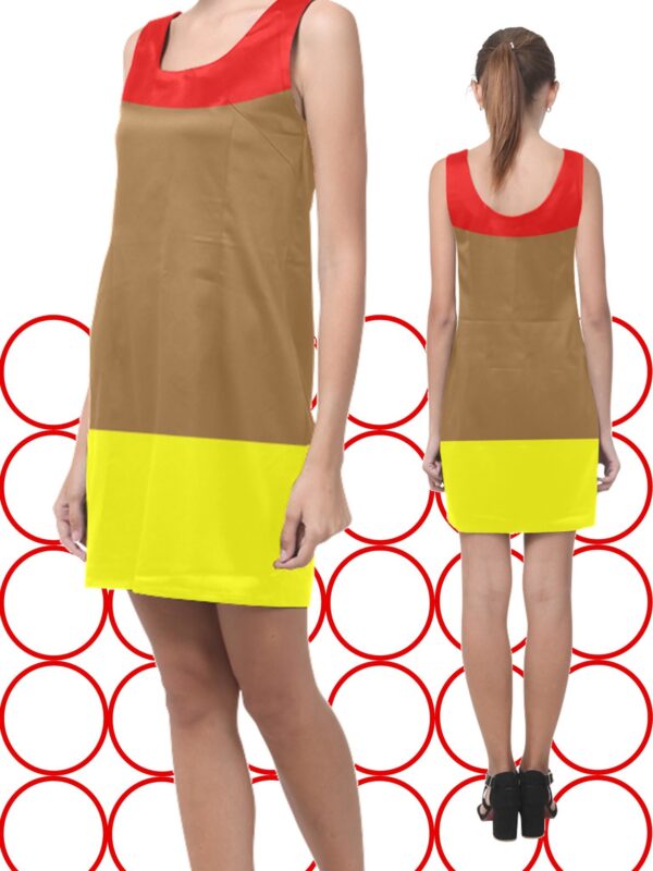 mid century modern inspired red & brown & yellow dress . original design - Image 2