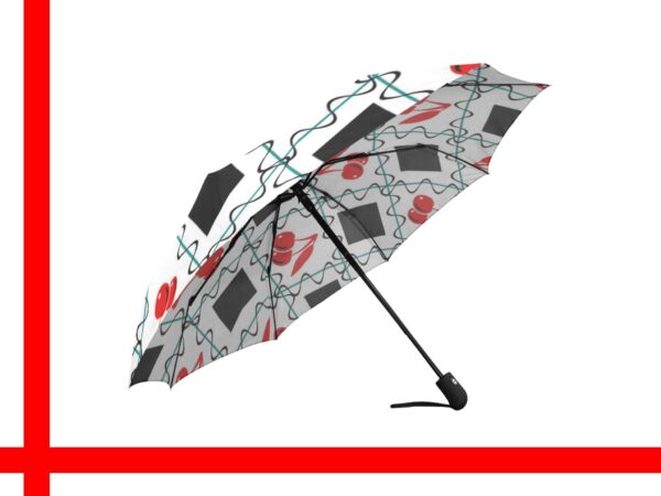 rockabilly cherries retro automatic umbrella . original illustration - Image 3