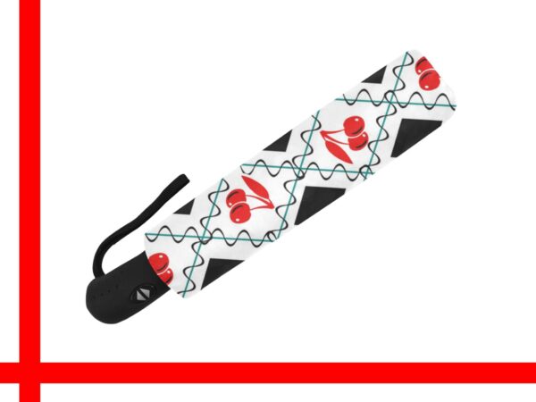 rockabilly cherries retro automatic umbrella . original illustration - Image 4