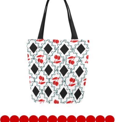 vintage cherry canvas tote bag . original illustration