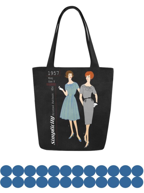 vintage pattern canvas tote bag . original illustration