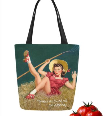 roll in the hay vintage illo farmers market canvas tote bag