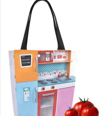 vintage kids kitchen pic farmers market canvas tote bag
