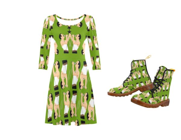 freddie mercury 3/4 sleeve fit and flare dress . original illustration