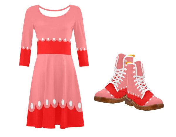 mod red polka dot 3/4 sleeve fit and flare dress . original design