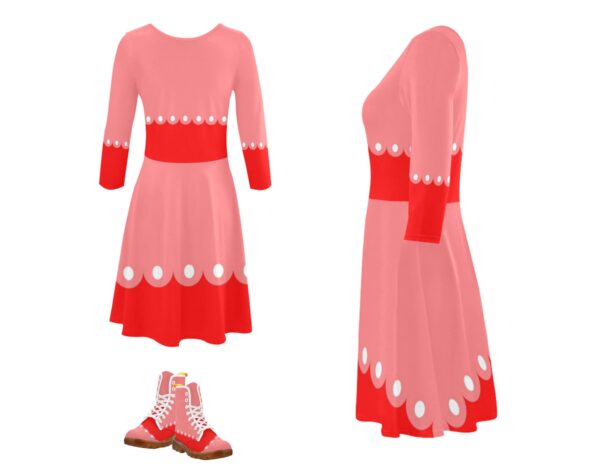 mod red polka dot 3/4 sleeve fit and flare dress . original design - Image 2