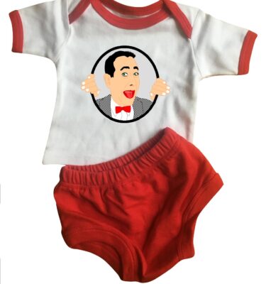 pee wee lap tee and diaper cover set .  original illustration