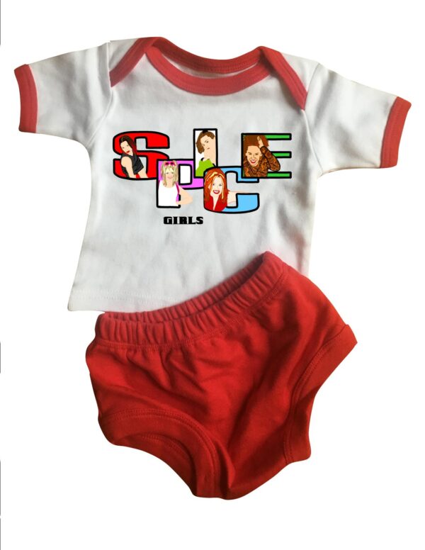 spice girls lap tee and diaper cover set .  original illustration