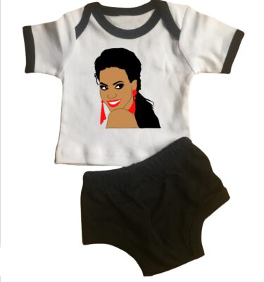 PRETTY POP STAR lap tee and diaper cover set .  original illustration