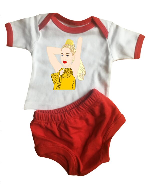 madonna lap tee and diaper cover set .  original illustration
