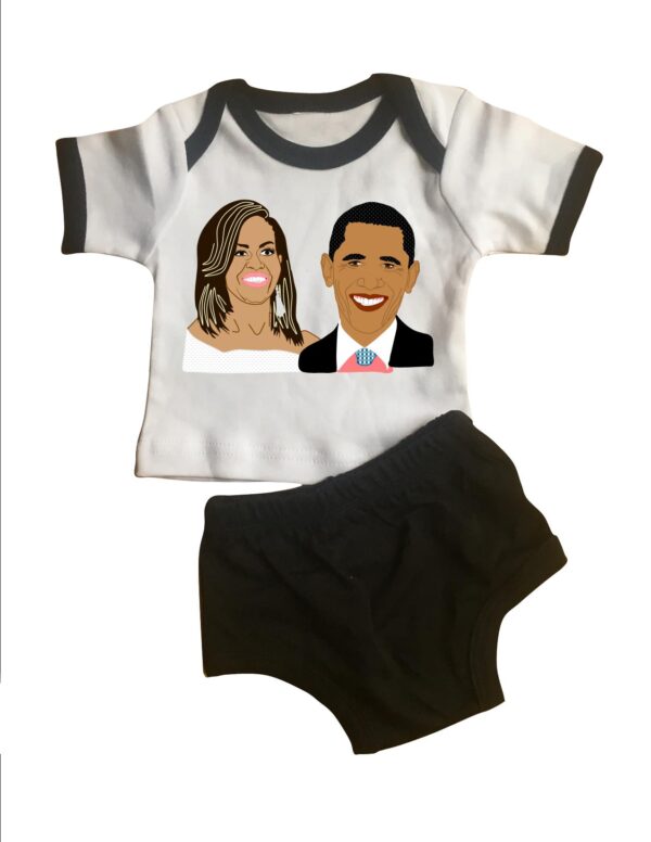 OBAMA'S MR. PRESIDENT lap tee and diaper cover set .  original illustration