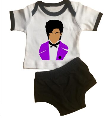 PURPLE POP STAR lap tee and diaper cover set .  original illustration