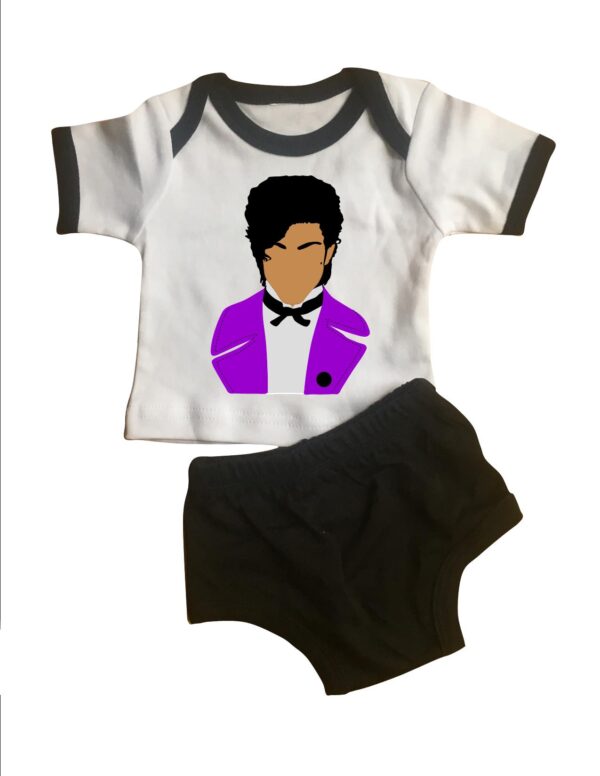 PURPLE POP STAR lap tee and diaper cover set .  original illustration