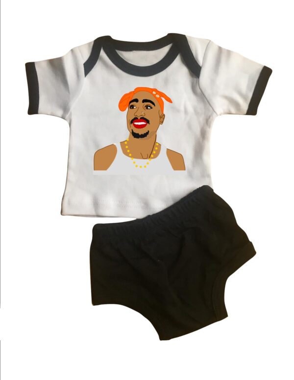 TUPAC lap tee and diaper cover set .  original illustration