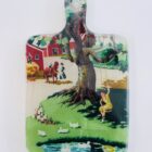 RESIN CUTTING BOARD . charcuterie board . VINTAGE FABRIC