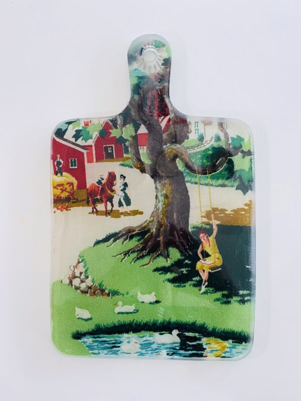 RESIN CUTTING BOARD . charcuterie board . VINTAGE FABRIC