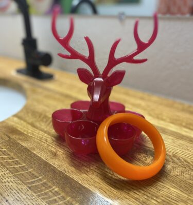PINK RESIN DEER JEWELRY HOLDER
