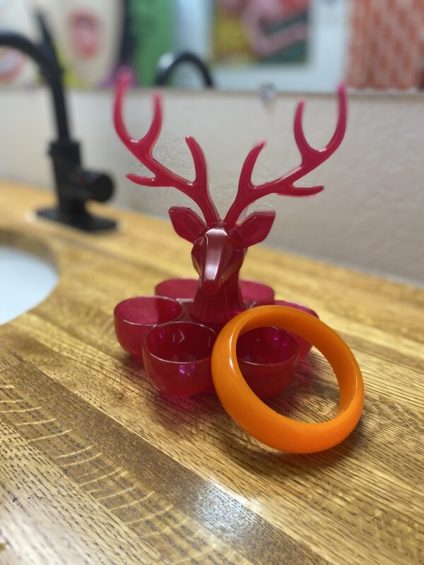 PINK RESIN DEER JEWELRY HOLDER