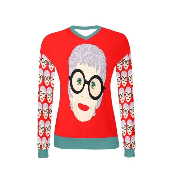 IRIS APFEL V-NECK SWEATER . original illustration - Image 3