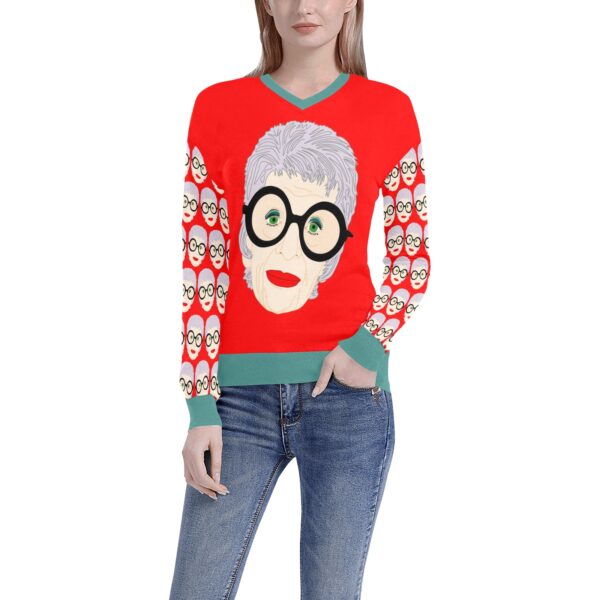 IRIS APFEL V-NECK SWEATER . original illustration