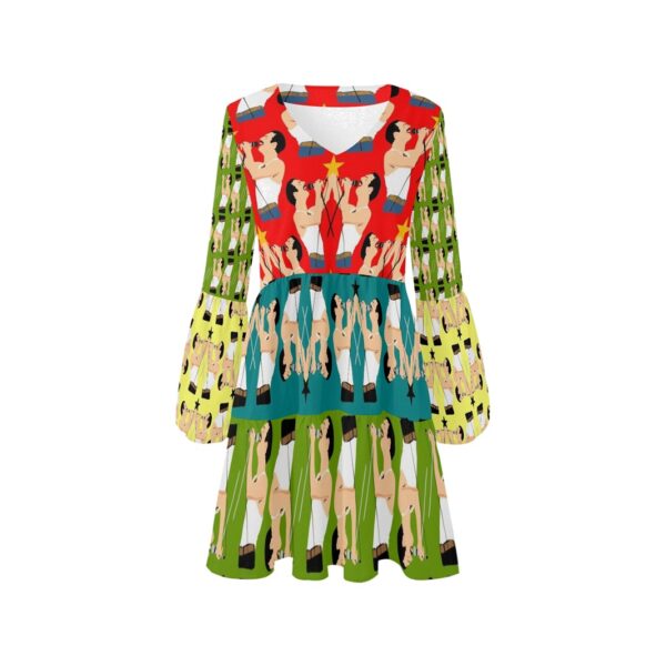 freddie mercury V-NECK TIERED dress . original illustration - Image 2