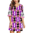prince V-NECK TIERED sleeve dress . original illustration