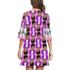 prince V-NECK TIERED sleeve dress . original illustration - Image 2