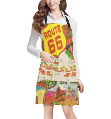 ROUTE 66 VINTAGE POST CARD bib apron . original design