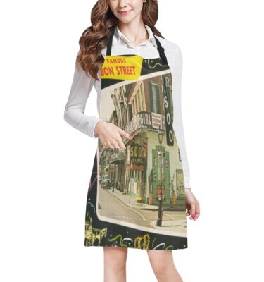 NEW ORLEANS BOURBON STREET VINTAGE POST CARD bib apron . original design