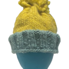 hand knit chartreuse & blue beanie - osfm