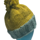 hand knit chartreuse & blue beanie - osfm - Image 2