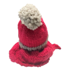 hand knit pink & gray beanie - osfm