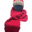 hand knit pink & gray beanie - osfm - Image 2