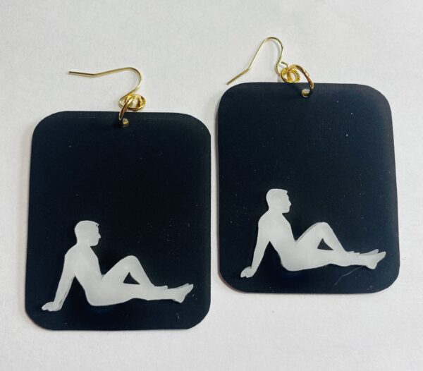 mud flap 3D plastic and gold plated (or sterling silver) earrings - Image 3