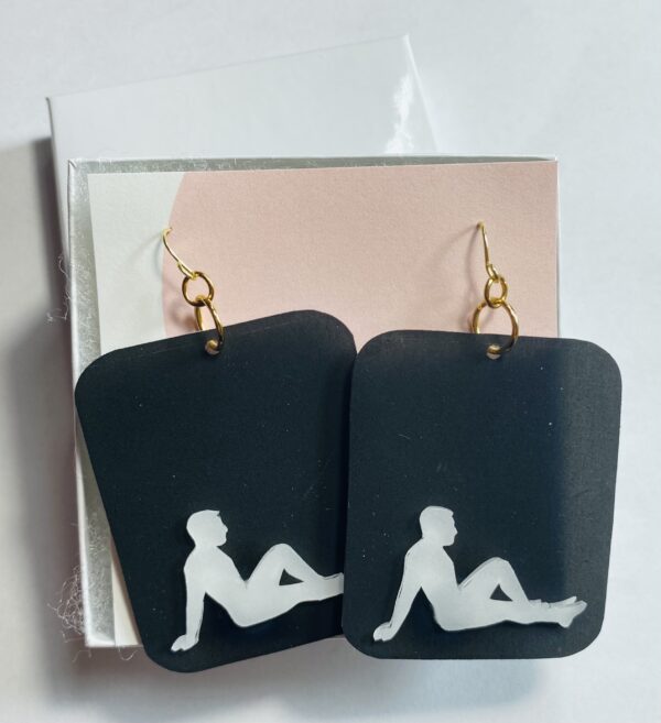 mud flap 3D plastic and gold plated (or sterling silver) earrings - Image 2