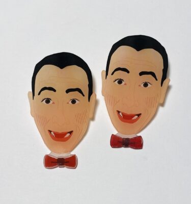 pee wee herman plastic and sterling silver earrings