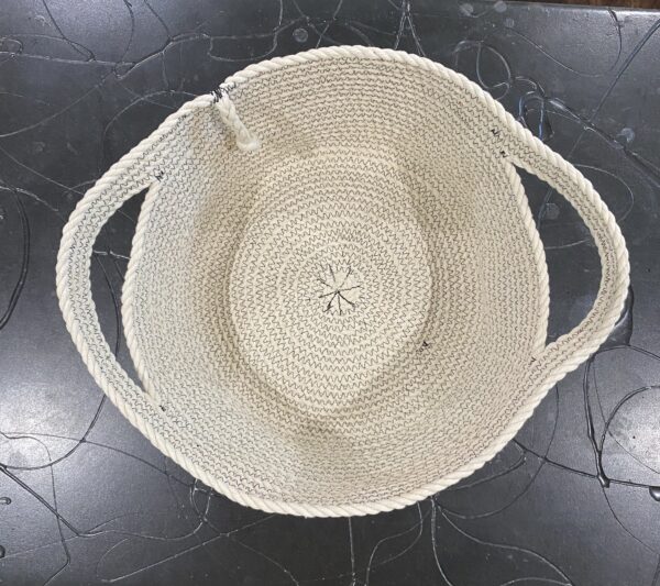 rope basket or planter . cream with black stitching - Image 4