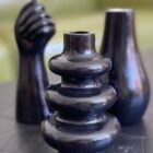 black vases candle holders