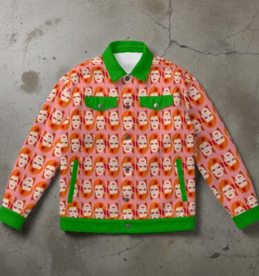 davie bowie CANVAS JEAN JACKET original illustration . sizes up to a 5X!!