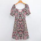 40's pink & black fabric vintage inspired dress - Image 4