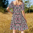 40's pink & black fabric vintage inspired dress - Image 2