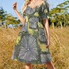 40's graphic fabric vintage inspired dress - Image 6