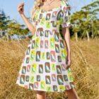 mcm birds vintage inspired dress . original illustration - Image 6