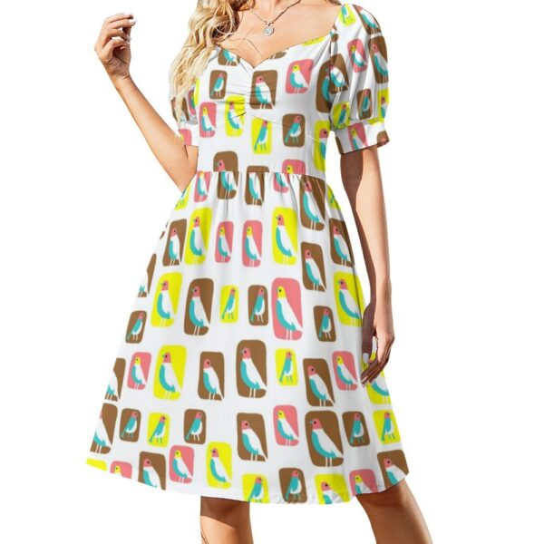 mcm birds vintage inspired dress . original illustration