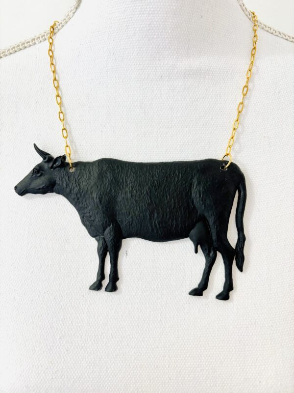 resin COW and gold PLATED STEEL necklace