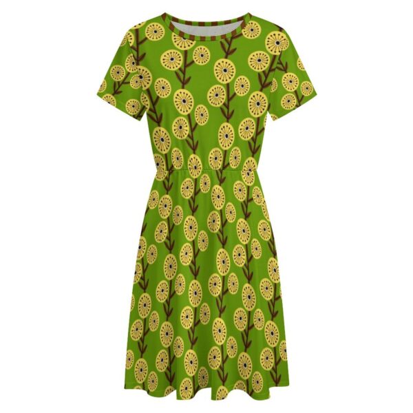 GREEN FLORAL cool comfy summer knit dress . original illustration - Image 3