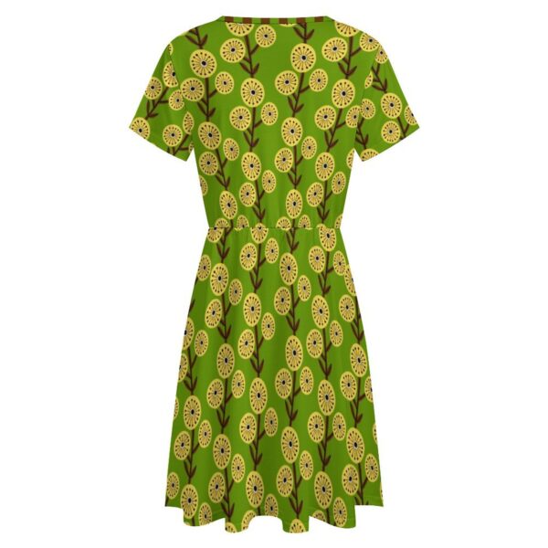 GREEN FLORAL cool comfy summer knit dress . original illustration - Image 2