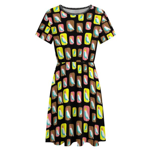 mid century modern birds cool comfy summer knit dress . original illustration - Image 3