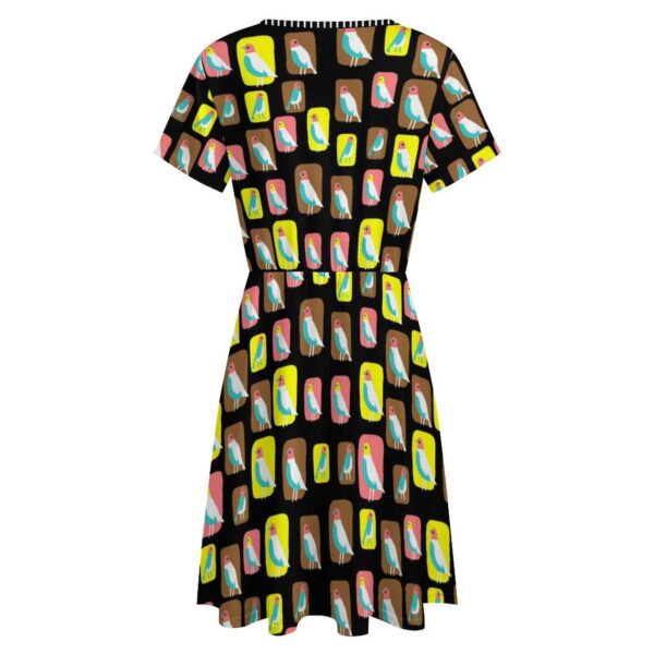 mid century modern birds cool comfy summer knit dress . original illustration - Image 2