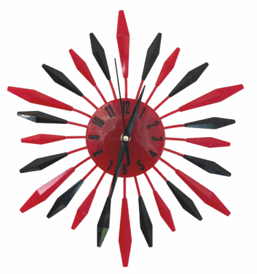 black and red retro resin clock